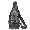 LUKZIJAES Genuine Leather Sling Bag for Men
