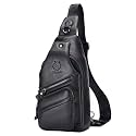 LUKZIJAES Genuine Leather Sling Bag for Men