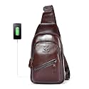 LUKZIJAES Genuine Leather Sling Bag for Men