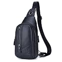 LUKZIJAES Genuine Leather Sling Bag for Men
