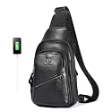 LUKZIJAES Genuine Leather Sling Bag for Men