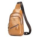 LUKZIJAES Genuine Leather Sling Bag for Men