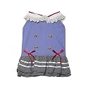 Lulala Striped Dog Dress Tutu Flower Girl Frock One-Piece with Bowknot Lace and 4 Button Pet Clothes for Wedding Birthday Party Farmal Navy Dress Doggy Gown Outfits Cat Apparel(XL,LightBlue)