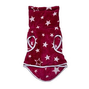 lulala dog bathrobe fast dry dressing gown star print quick drying soft super absorbent luxuriously 100 microfiber fur dog drying towel robe coat with adjustable belt16inchmaroon