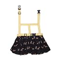 Lulala Dog Dress – Puppy Print Tutu Skirt, Elegant Princess Wedding Dress for Dogs and Cats, Breathable Rayon Summer Pet Frock Outfit (Black,12Inch)