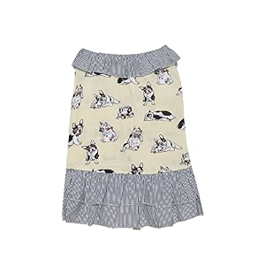 lulala dog frock shirt skirt striped printed t shirts cotton vest pleated hawaiian dog sun dress clothes summer pet apparel for small medium large dogs cats outfits18 inchyellow