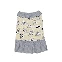 Lulala Dog Frock Shirt Skirt Striped Printed T Shirts Cotton Vest Pleated Hawaiian Dog Sun Dress Clothes Summer Pet Apparel for Small Medium Large Dogs Cats Outfits(18 Inch,Yellow)