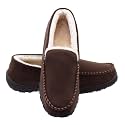 Lulex Moccasins for Men House Slippers Indoor Outdoor Plush Mens Bedroom Shoes with Hard Sole