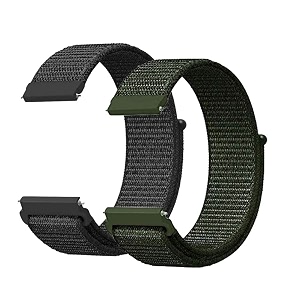 lullaby silicone plain classic bracelet watch band for samsung galaxy watch 3 45mmgear s3 frontier  s3 classic band 22mm white nylon pack of 2 black with cargo green