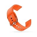 LULLABY Silicone plain with Metal HOOk Sport Loop Band 22mm Universal Replacement Strap Compatible with Amazfit Pace/Stratos/Samsung Gear S3 Classic/Frontier with Hook and Loop Fastener Closure (Watch Not Including) (orange)