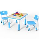 LulliSpace Kids Table and 2 Chairs Set，Height Adjustable Children Table &amp; Chair，Toddlers Study Multi-Activity Table with 31.5"x23.6" Wipe-Clean Desktop，for Classrooms, Homes &amp; Daycares