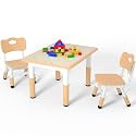 LulliSpace Kids Table and 2 Chairs Set，Height Adjustable Children Table &amp; Chair，Toddlers Study Multi-Activity Table with 31.5"x23.6" Wipe-Clean Desktop，for Classrooms, Homes &amp; Daycares