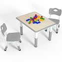 LulliSpace Kids Table and 2 Chairs Set，Height Adjustable Children Table &amp; Chair，Toddlers Study Multi-Activity Table with 31.5"x23.6" Wipe-Clean Desktop，for Classrooms, Homes &amp; Daycares