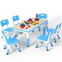 LulliSpace Kids Table and 6 Chairs Set，Height Adjustable Children Table &amp; Chair，Toddlers Study Multi-Activity Table with 47.2"x23.6" Wipe-Clean Desktop，for Classrooms, Homes &amp; Daycares