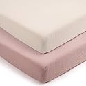lulumoon Fitted Mini Crib Sheets: Soft Muslin Cotton for Mini Crib Mattress - Neutral Colors for Boys and Girls