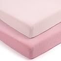 lulumoon Pack and Play Sheets for Girls: Soft Muslin Cotton for Playard Mattress - Stretchy Snug Fit for Graco Pack n Play