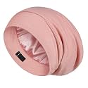 LULUSILK 100% Mulberry Silk Bonnet for Sleeping Women and Men, Pink
