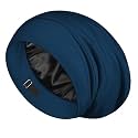 LULUSILK 100% Mulberry Silk Bonnet for Sleeping Women and Men, Bijou Blue