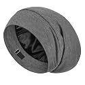 LULUSILK 100% Mulberry Silk Bonnet for Sleeping Women and Men, Dark Grey