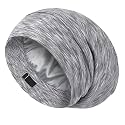 LULUSILK Mulberry Silk Bonnet for Sleeping Women & Men, Assorted Light Grey