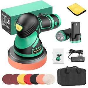 cordless buffer polisher 5 inch car buffer polisher with 12mm random orbital w 2 x 20ah batteries 6 variable speed buffer polisher for car detailing waxing polishing