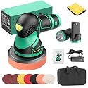 Cordless Buffer Polisher, 5 inch Car Buffer Polisher with 12mm Random Orbital, w/ 2 X 2.0Ah Batteries, 6 Variable Speed Buffer Polisher for Car Detailing/ Waxing/ Polishing