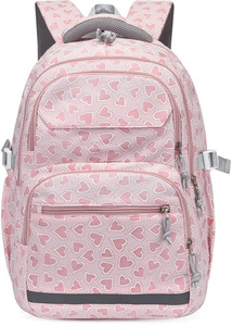 luman large 38 l laptop backpack laptop backpack school backpack for girls women 3 decker with hearts print pink