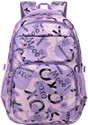 Luman Large 34 L Laptop Backpack Laptop Backpack School Backpack for Girls Women 3 Decker with Hearts Print (Purple)