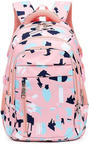 luman large 34 l laptop backpack school backpack for girls women 3 decker with abstract print pink