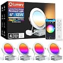 Lumary Gimbal Smart Recessed Lighting 6 Inch w/Remote, RGBWW WiFi Can Light