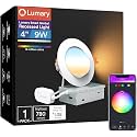 Lumary Smart Gimbal Recessed Lighting 4'', RGBWW WiFi Ceiling Can Light