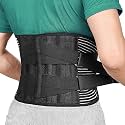 Lumbar Back Brace Waist Support Belt for Men & Women - Breathable Posture Corrector for Herniated Disc, Sciatica, Scoliosis, Medium/Black