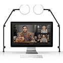 LUME CUBE Edge 2.0 LED Desk Lamp | Dimmable Home Office Desk Light with USB Charging Port &amp; Strong Swing Arm | Adjustable Color Temperature and Brightness | Circle Webcam Light - Black 2pk