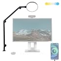 LUME CUBE Edge 2.0 LED Desk Lamp | Dimmable Home Office Desk Light with USB Charging Port &amp; Strong Swing Arm | Adjustable Color Temperature and Brightness | Circle Webcam Light - Black