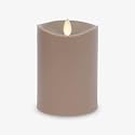 Luminara Outdoor Flameless LED Candle, Timeless Taupe 3.25" x 5", Moving Flame Pillar Timer Battery Operated Premium Plastic IPX4 Water Resistance