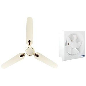 luminous exhaust fan vento deluxe 200 mm amp dhoom 1200mm 70-watt high speed ceiling fan ivory combo