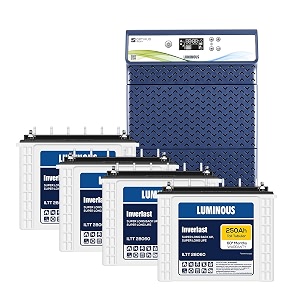 luminous hkva inverter for home office amp shop with luminous battery optimus 4500 pure sine wave 4000va48 volt inverter with inverlast iltt28060 tall tubular 250 ah- 4 batteries combo