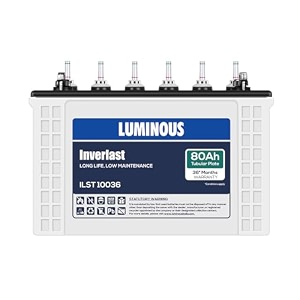 luminous inverlast ilst 10036 80 ah short tubular inverter battery for home office amp shops