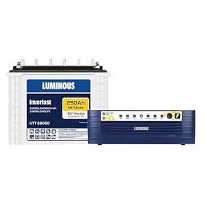 luminous inverter amp battery combo hercules 1600 square wave 1500va12v inverter with iltt28060 tall tubular 250ah battery for home office amp shops