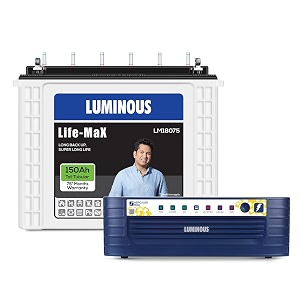 luminous inverter amp battery combo hercules 1600 square wave 1500va12v inverter with lm18075 tall tubular 150ah battery for home office amp shops