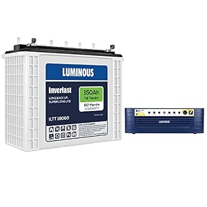 luminous inverter amp battery combo hercules 1600 square wave 1500va12v inverter with iltt18060 tall tubular 150ah battery for home office amp shops