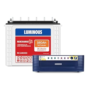 luminous inverter amp battery combo hercules 1600 square wave 1500va12v inverter with rc24000 tall tubular 180ah battery for home office amp shops