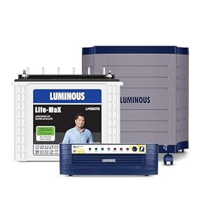 luminous inverter amp battery combo hercules 1600 square wave 1500va12v inverter with lm18075 tall tubular 150ah battery  trolley for home office amp shops