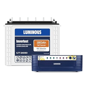 luminous inverter amp battery combo hercules 1600 square wave 1500va12v inverter with iltt24060 tall tubular 180ah battery for home office amp shops