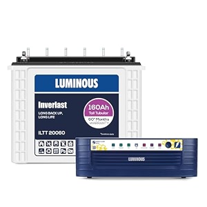 luminous inverter amp battery combo hercules 1600 square wave 1500va12v inverter with iltt20060 tall tubular 160ah battery for home office amp shops