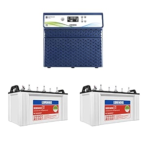 luminous inverter amp battery combo optimus 2300 pure sine wave 2000va24v inverter with red charge rc18000st short tabular 150ah battery - 2 batteries for home office amp shops