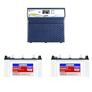luminous inverter amp battery combo optimus 2800 pure sine wave 2500va24v inverter with red charge rc 15000st short tabular 120ah battery - 2 batteries for home office amp shops