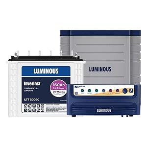 luminous inverter amp battery combo power sine 1100 pure sine wave 900va12v inverter with iltt20060 tall tubular 160ah battery  trolley for home office amp shops