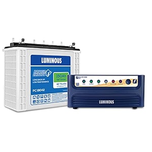 luminous inverter amp battery combo power sine 800 pure sine wave 700va12v inverter with power charge pc 18042 tall tubular 150ah battery for home office amp shop