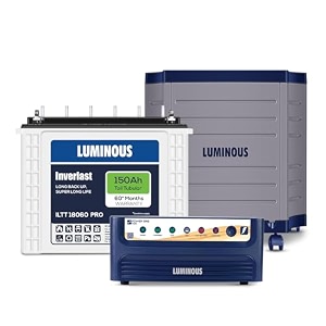 luminous inverter amp battery combo power sine 1100 pure sine wave 900va12v inverter with iltt18060pro tall tubular 150ah battery  trolley for home office amp shops